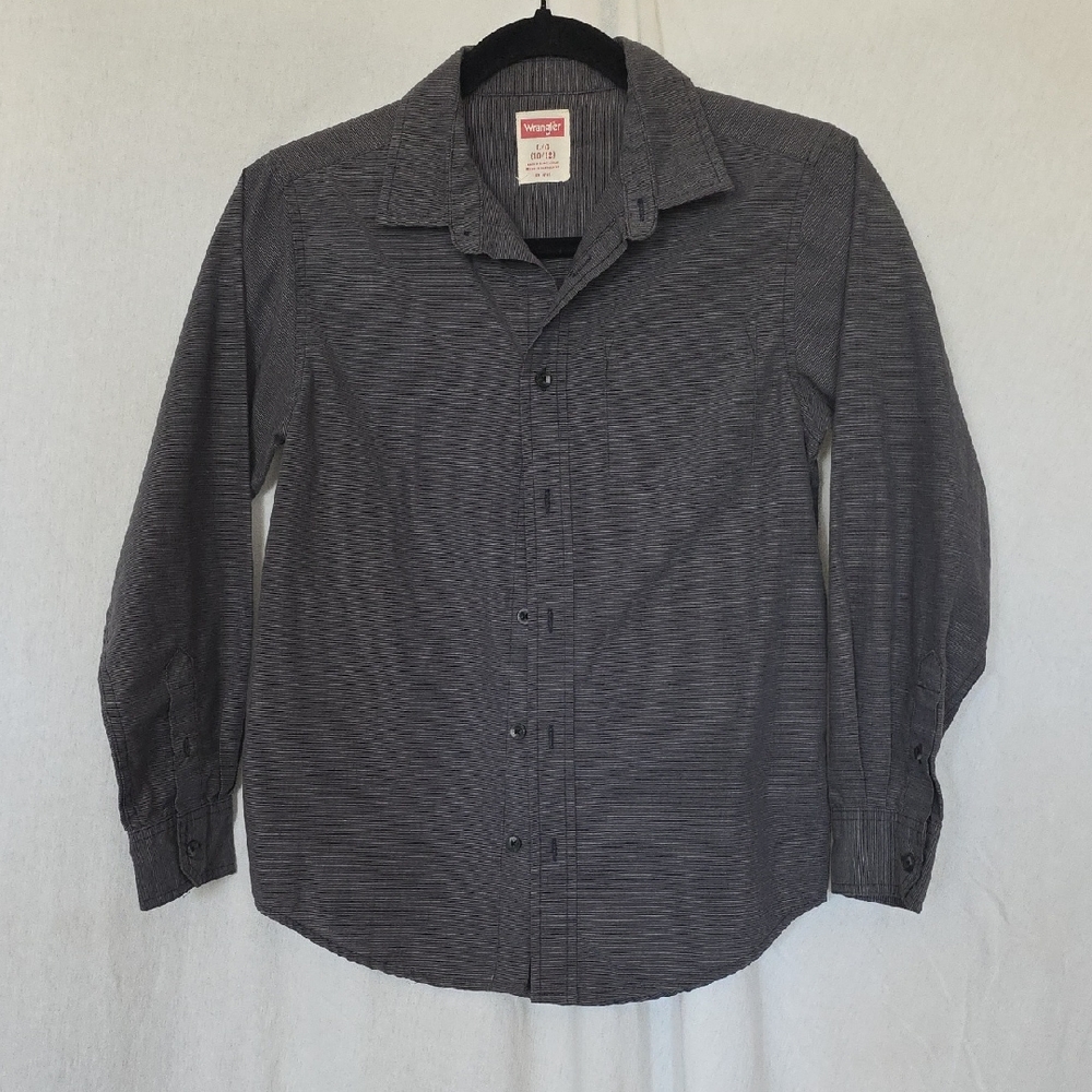Wrangler Gray Casual Button Down Shirt Long Sleeve